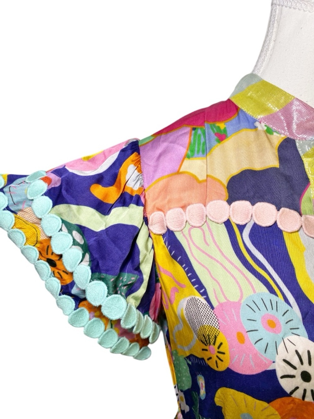 Celia B Vibrant Abstract Print Tiered
Button Down Maxi Dress - Scallop Trim - Picture 5 of 16